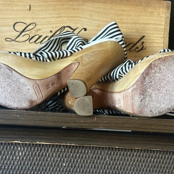 Coach Black and White Zebra Stripe Sandals - Picture 4 of 4